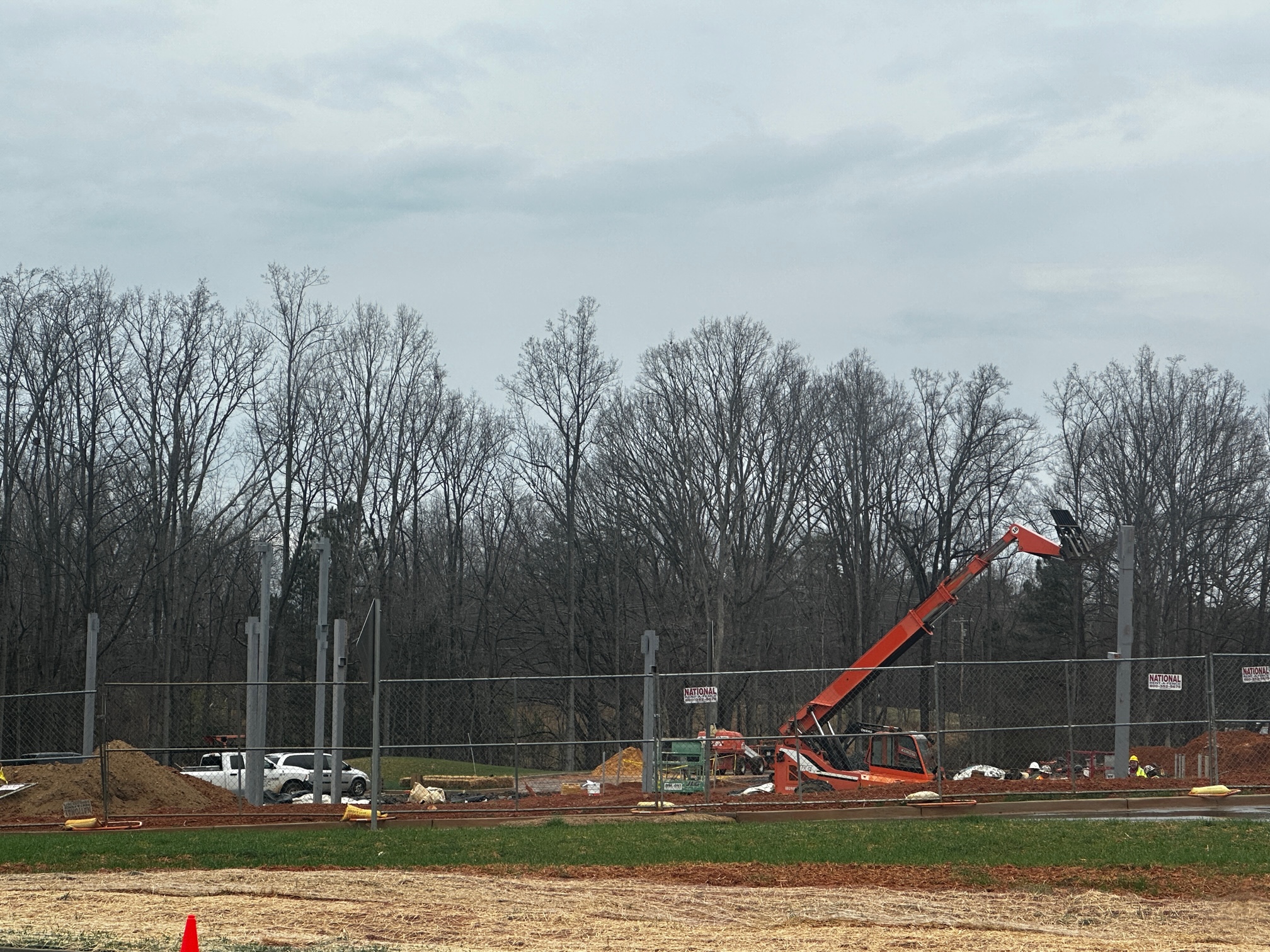 First of the steel beams going up, 2/20/2023.