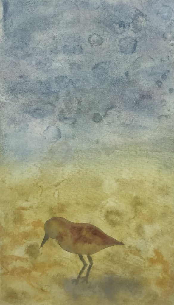2021 Fall Art Show - Odessa Daniels. Seaside Mist. Watercolor on paper. 10x5.
