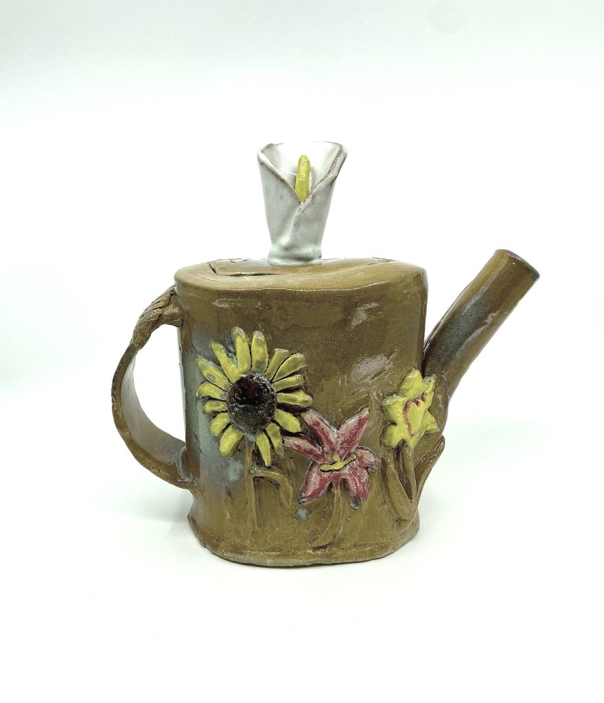 2021 Fall Art Show - Olivia Howe. Floral Teapot. ceramic. 10x5x14.