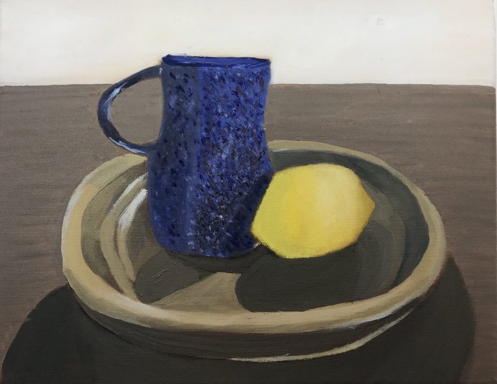 2021 Fall Art Show - Paige Wright. Still Life with Lemon. Oil on canvas. 11x14.