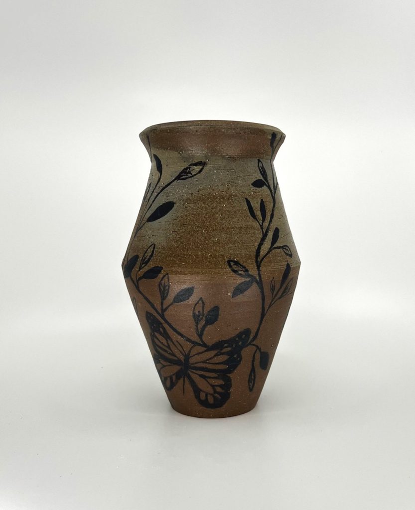2021 Fall Art Show - Torri Parson. Butterfly Vase. Ceramic. 7x7x12.