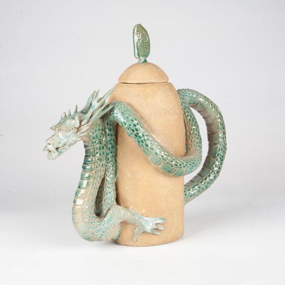 Selena Zenquis, "Japanese Water Dragon Teapot", slab-built stoneware, 4x12x11
