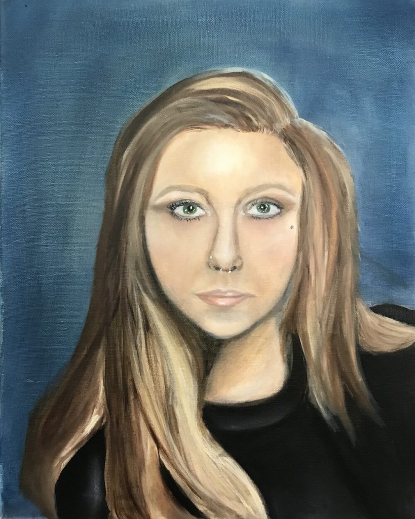 Sydni Vernon, "Self Portrait", oil on canvas, 16x20