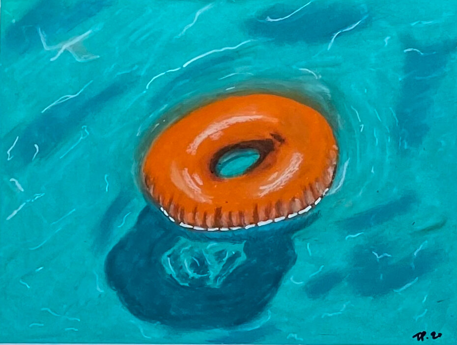 Torri Parson, "Float", oil pastel on paper, 10x8