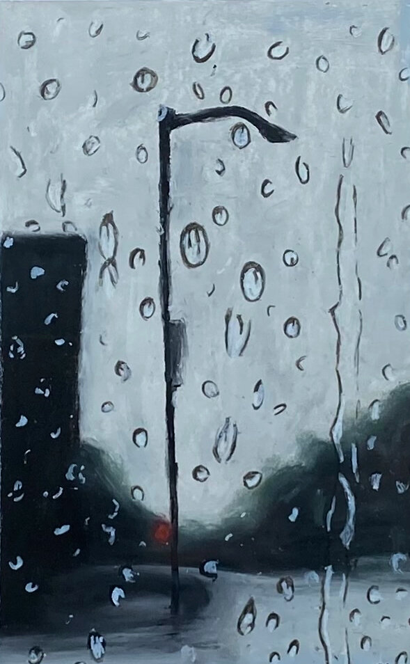 Torri Parson, "Rain", oil pastel on paper, 7x10