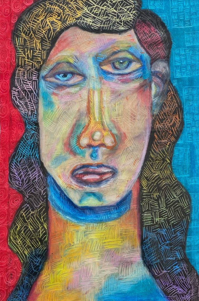 Torri Parson, "Sherri with an I", oil pastel on paper, 11x17